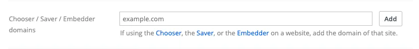 Component whitelist setting in Dropbox app settings